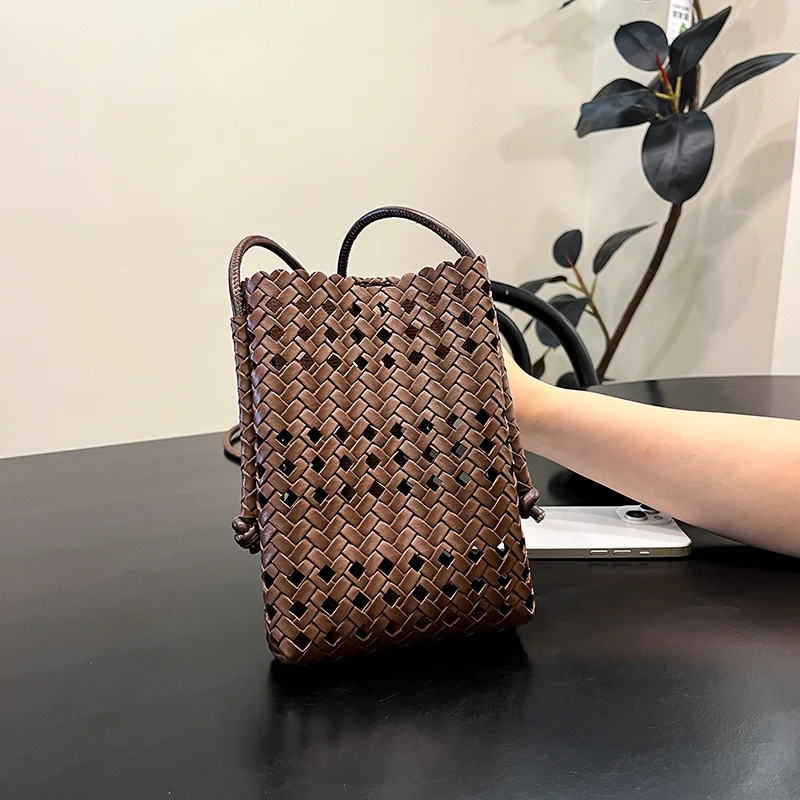 Handgefertigte Geflochtene Leder Schultertasche