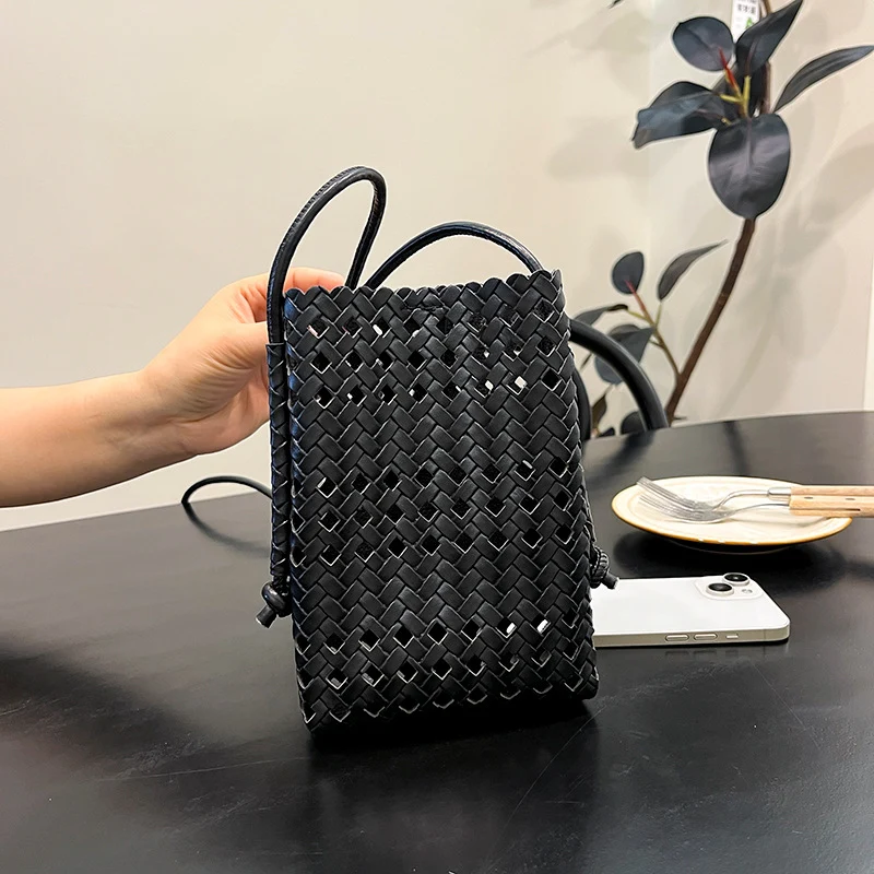 Handgefertigte Geflochtene Leder Schultertasche