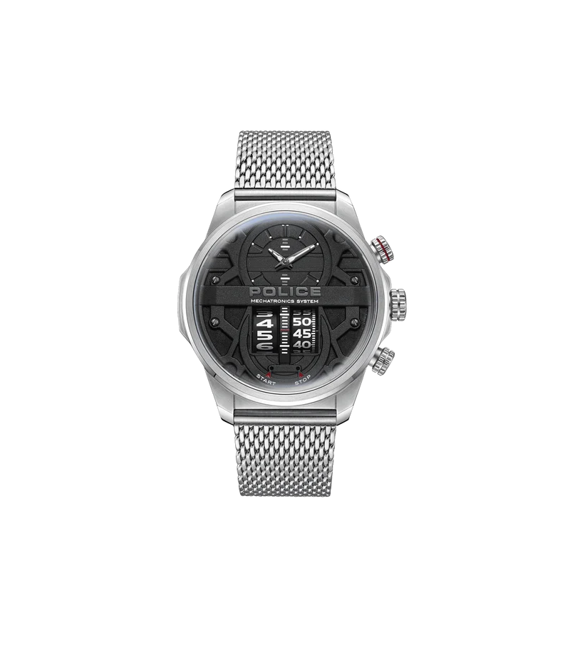 Police Rotocrom PEWJG0006504 Herrenuhr Silber • Mechatronik-Werk • Dual-Zifferblatt