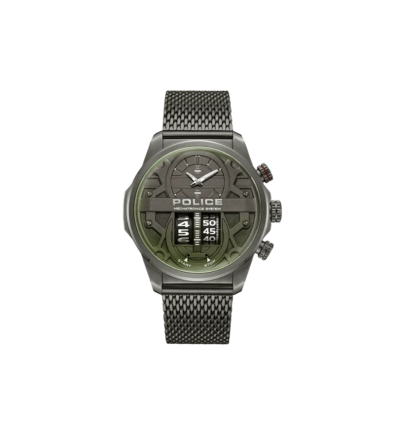 Police Rotorcrom PEWJG0006503 Herrenuhr Gunmetal • Mechatronisches Werk • Chronograph-Anzeige