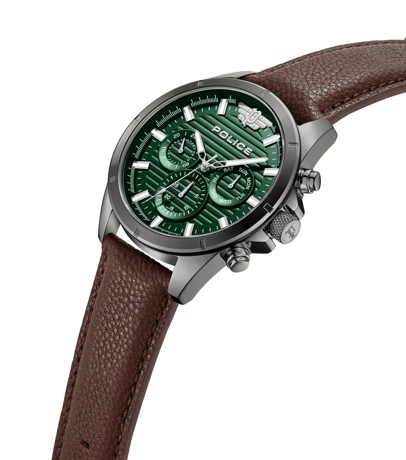 Police Malawi PEWJF2227811 Herrenuhr Grau • Lederarmband • 5 ATM Wasserdichtigkeit