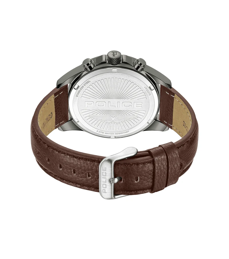 Police Malawi PEWJF2227811 Herrenuhr Grau • Lederarmband • 5 ATM Wasserdichtigkeit