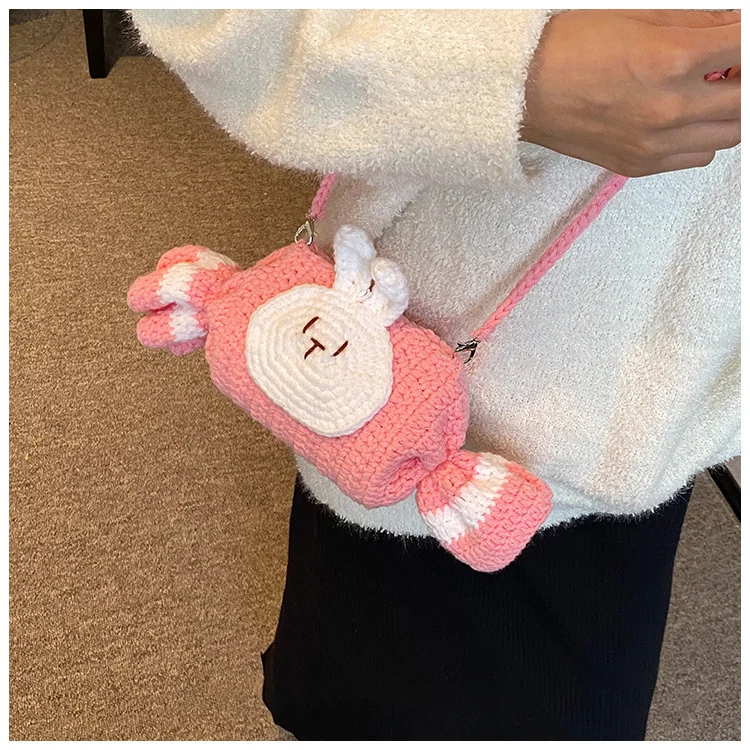 Süße Hase-Motiv Häkel-Schultertasche