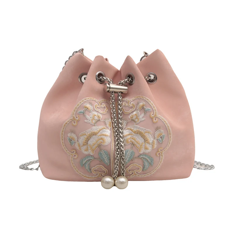 Bestickte Samt-Zughandtasche