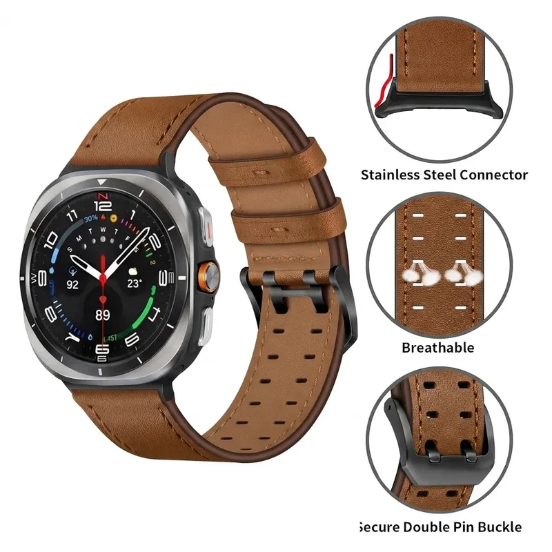 Samsung Galaxy Watch Ultra 2 Doppelnadel-Lederarmband (Braun)