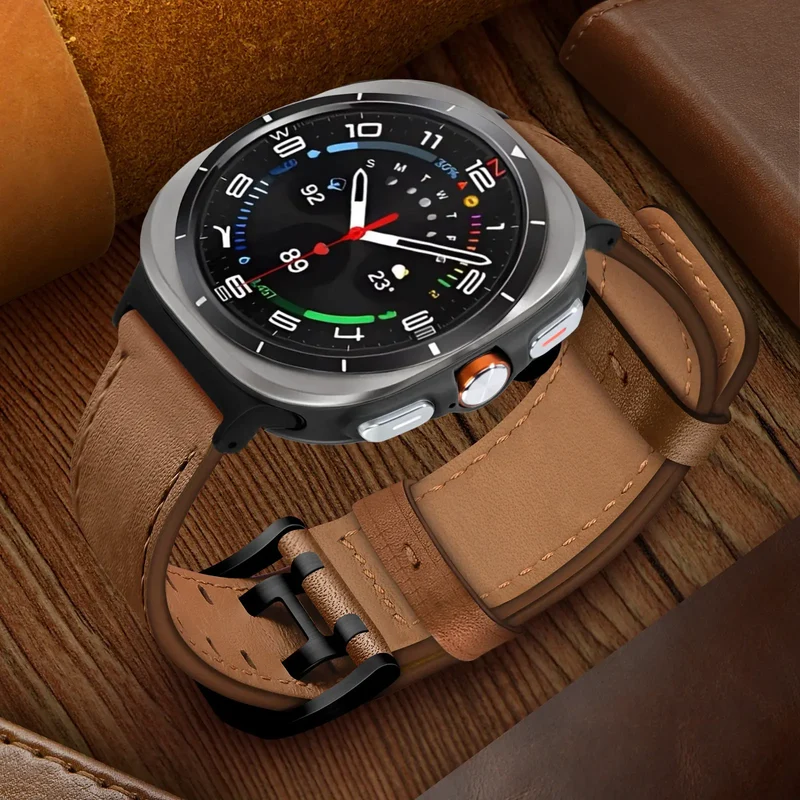 Samsung Galaxy Watch Ultra 2 Doppelnadel-Lederarmband (Braun)