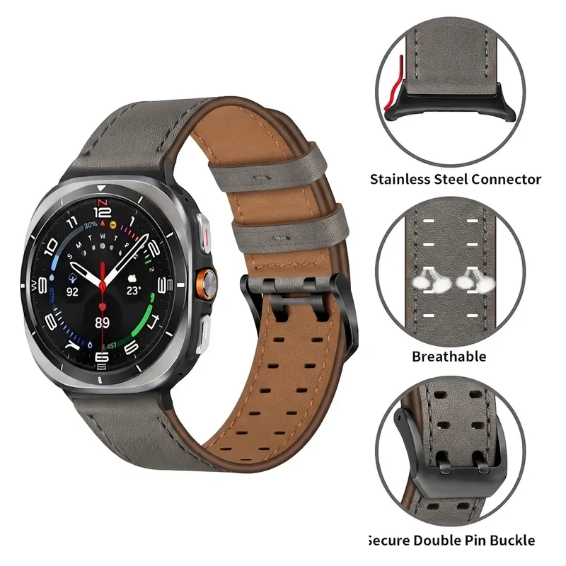 Samsung Galaxy Watch Ultra Doppelnadel-Lederarmband (Grau)