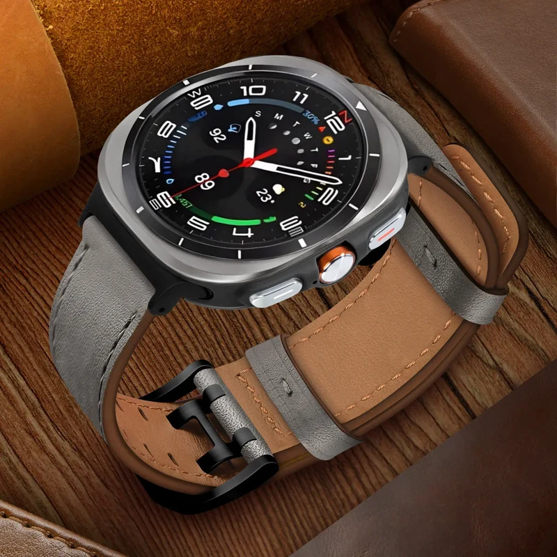 Samsung Galaxy Watch Ultra Doppelnadel-Lederarmband (Grau)