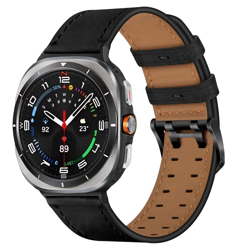 Samsung Galaxy Watch Ultra Doppelnadel-Lederarmband (Schwarz)