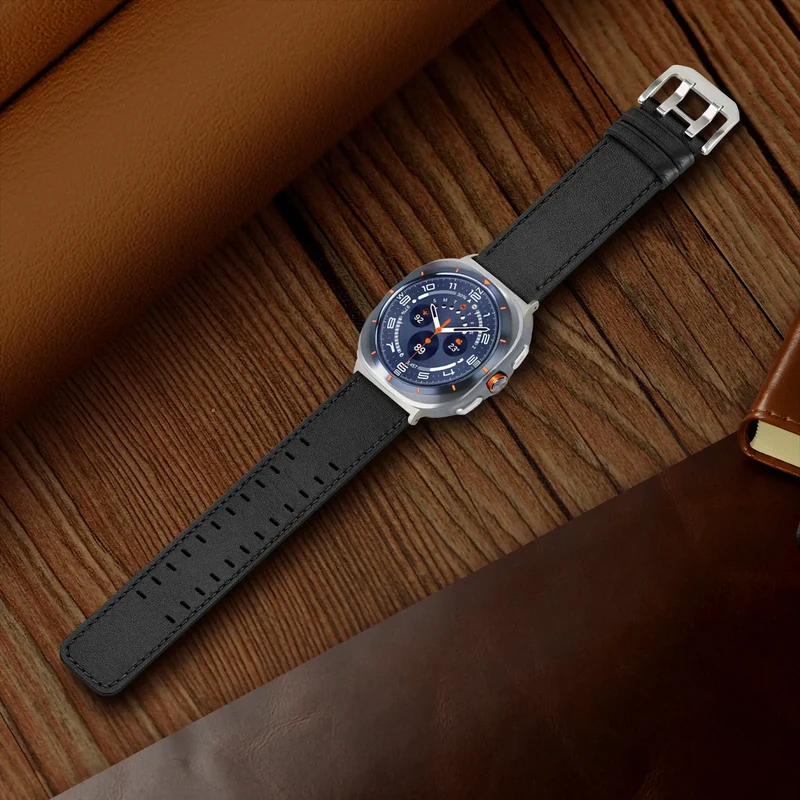Samsung Galaxy Watch Ultra Doppelnadel-Lederarmband (Schwarz)