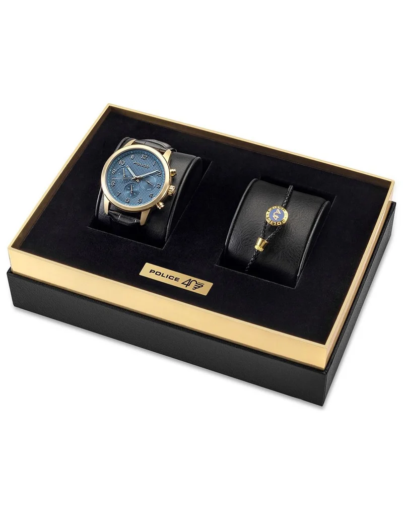Police Raho PEWJF0030401-SET Herrenuhr Blau • Quarz-Chronograph • Limited Edition