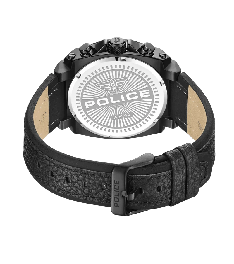Police Norwood PEWJF0021903 Herrenuhr Schwarz • Zweitzeit-Funktion • Doppellagiges Lederarmband