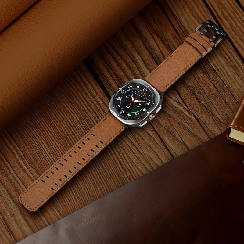 Samsung Galaxy Watch Ultra Doppelnadel-Lederarmband (Braun)