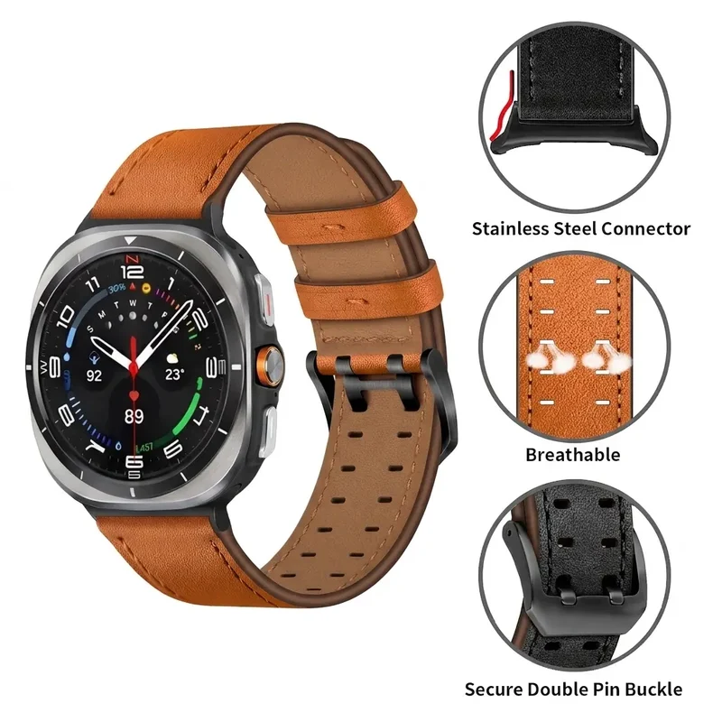 Samsung Galaxy Watch Ultra Doppelnadel-Lederarmband (Orange)