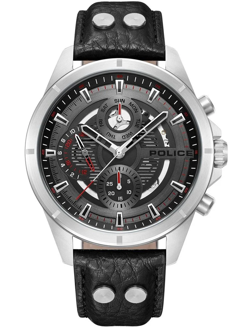 Police Malawi PEWJF0004601 Herrenuhr Silber • Quarz-Chronograph • Mineralglas