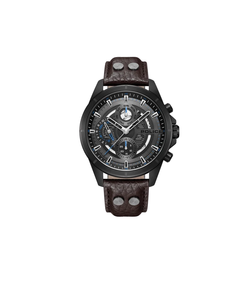 Police Malawi PEWJF0004602 Herren • Multifunktionswerk • Lederarmband Braun