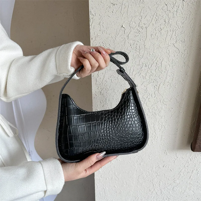 Elegante Kroko-Prägung Schultertasche