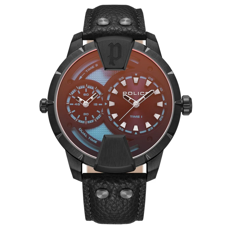 Police Huntley PEWJA0022001 Herrenuhr Schwarz • Dualzeit • Mineralglas