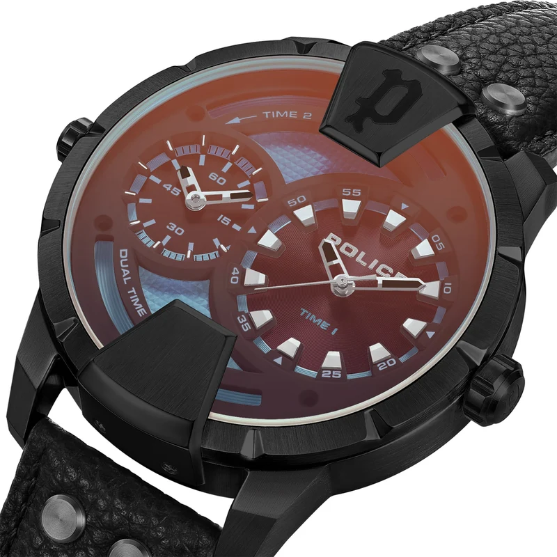 Police Huntley PEWJA0022001 Herrenuhr Schwarz • Dualzeit • Mineralglas
