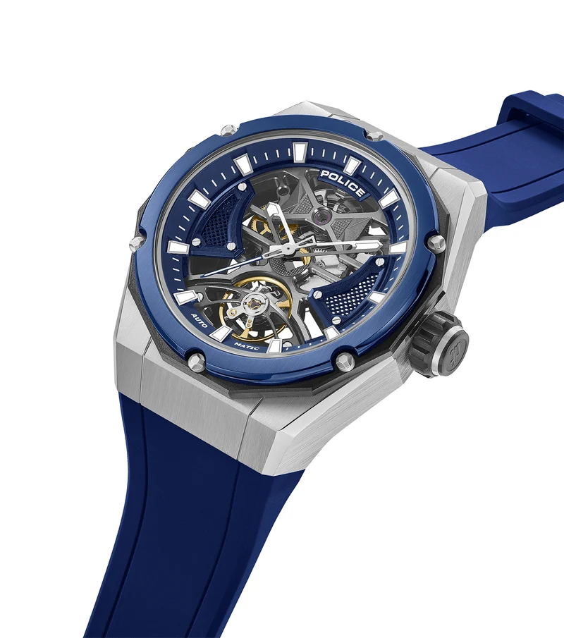Police Dayton PEWGR0082304 Herrenuhr Blau • Automatikwerk • Sichtboden-Zifferblatt