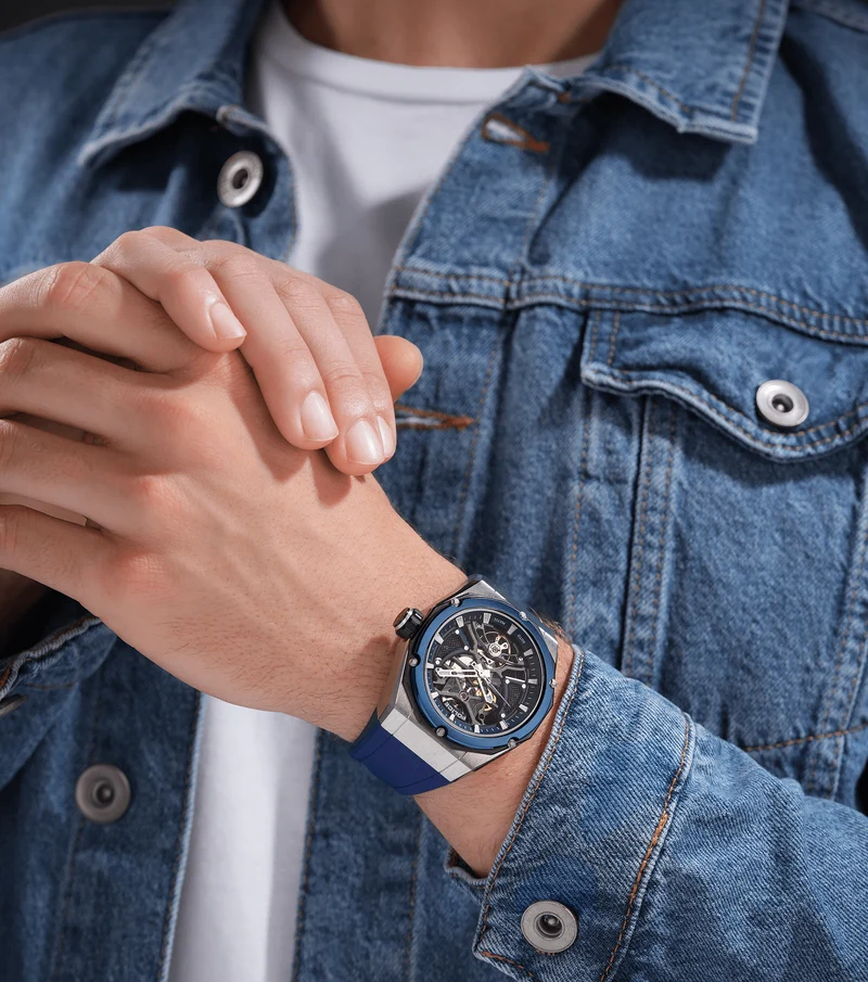 Police Dayton PEWGR0082304 Herrenuhr Blau • Automatikwerk • Sichtboden-Zifferblatt