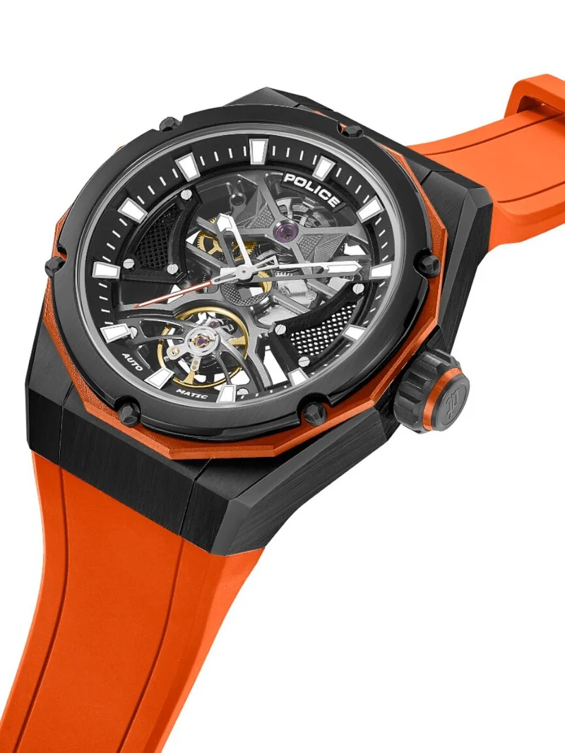Police Dayton PEWGR0082302 Herrenuhr Schwarz • Automatikwerk JX-2804 • Skelett-Zifferblatt