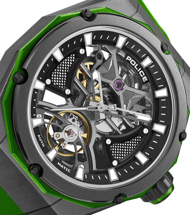 Police Dayton PEWGR0082303 Herrenuhr Silber • Automatikwerk • Skelettiertes Zifferblatt