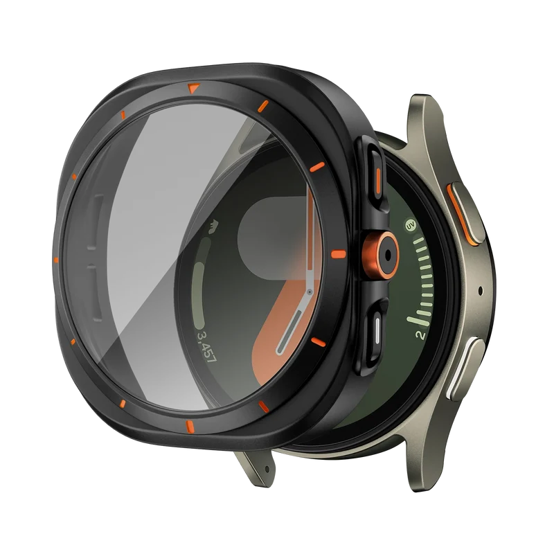 Bandz Samsung Galaxy Watch 7 - 44mm Square PC Case with Glass (Black)