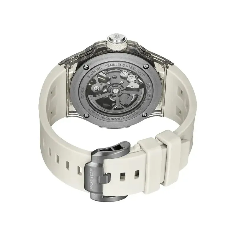 Police Cyclone PEWGR0082201-SET Herrenuhr Grau • Skelett-Automatikwerk • Silikon-Armband