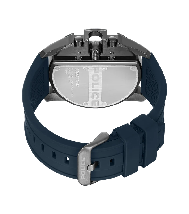 Police Daintree PEWGQ2203604 Herrenuhr Blau • Multifunction • Blaues Silikonarmband