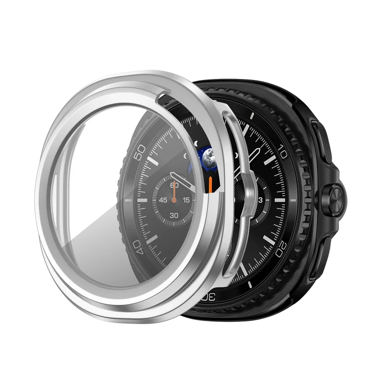 Bandz Samsung Galaxy Watch 8 Classic PC Cover with Glass (Silver)