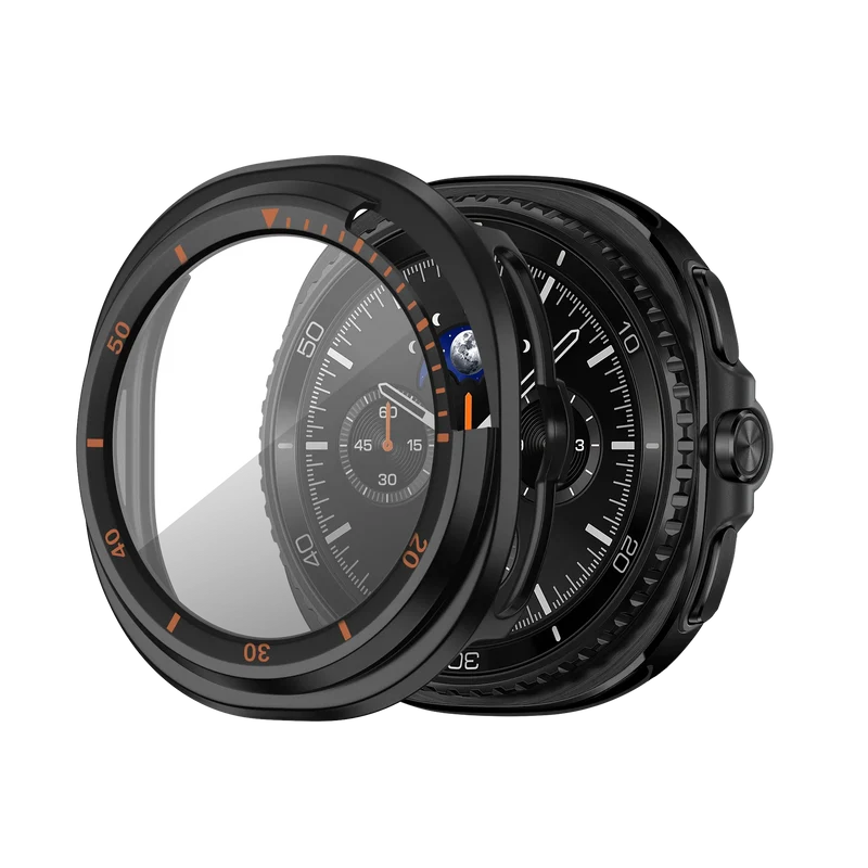 Bandz Samsung Galaxy Watch 8 Classic Bezel Cover with Glass (Black/Orange)