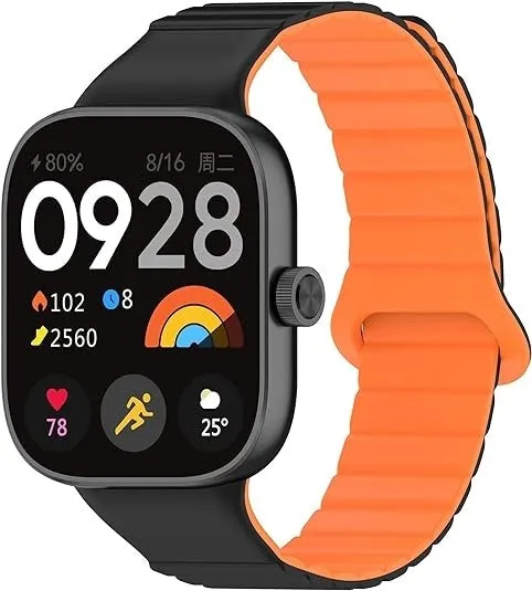 Redmi Watch 6 Active Magnetisches Silikonarmband (Schwarz/Orange)