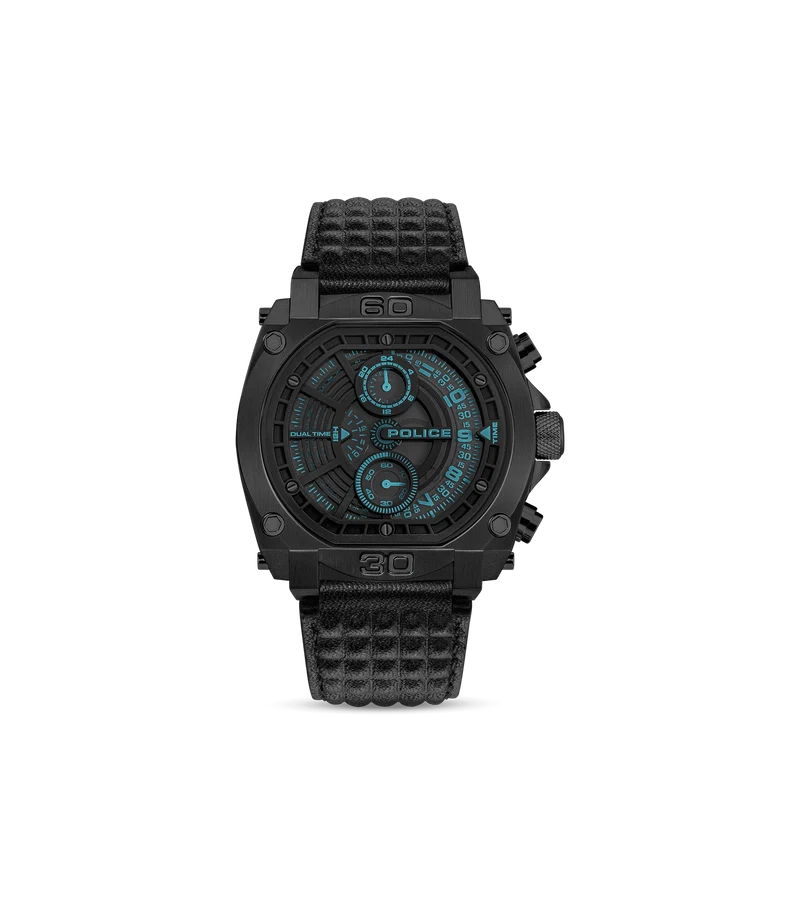 Police Norwood PEWGF0040001 Herren • Chronograph • Schwarzes Lederarmband