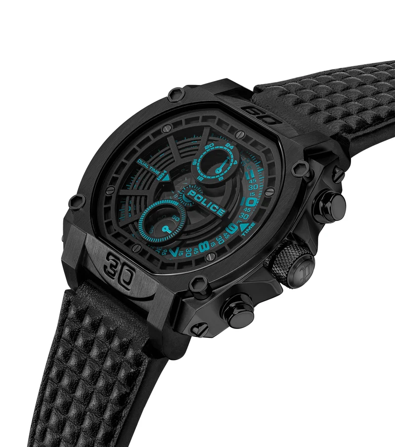 Police Norwood PEWGF0040001 Herren • Chronograph • Schwarzes Lederarmband
