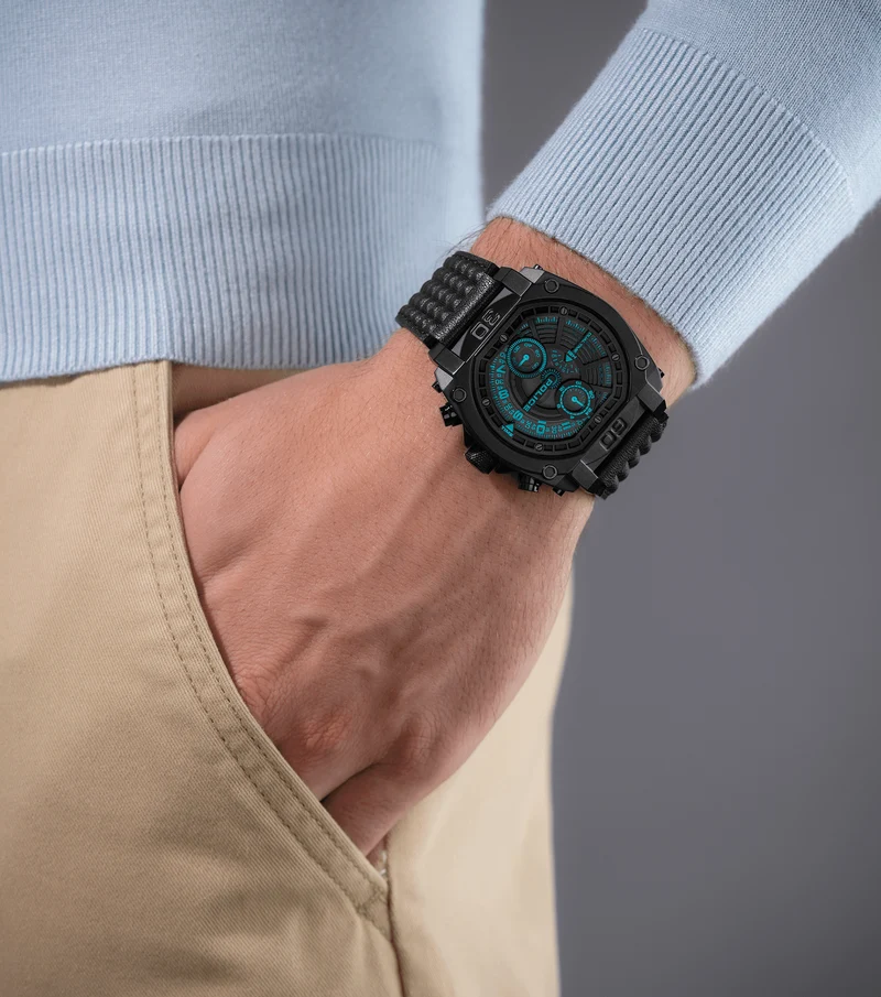 Police Norwood PEWGF0040001 Herren • Chronograph • Schwarzes Lederarmband