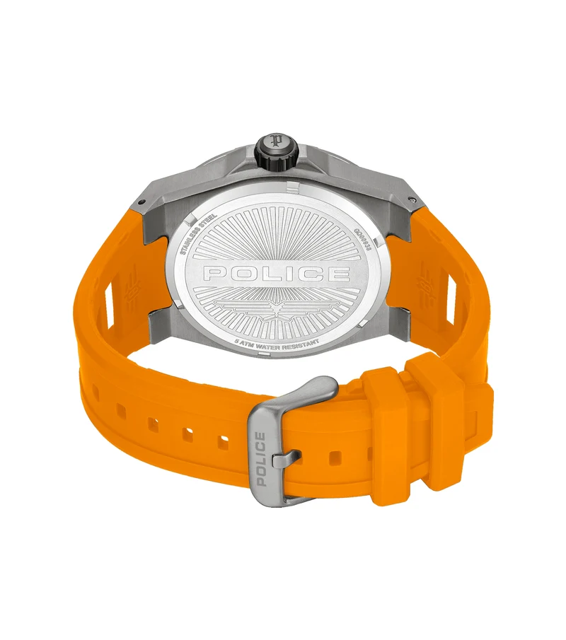 Police Dominion PEWGQ0093802 Herrenuhr Orange • Edelstahlgehäuse mit IP-Beschichtung • Multifunktion