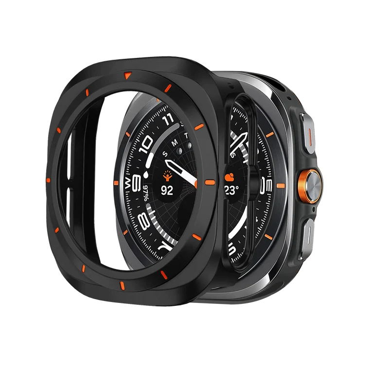 Bandz Samsung Galaxy Watch Ultra Bezel PC Case (Black with Orange)