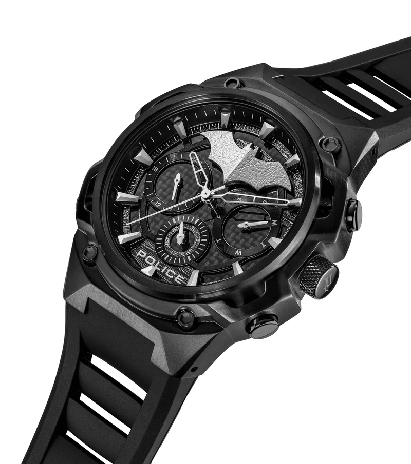 Police Crusader PEWGQ0089901-SET Herrenuhr Schwarz • Batman Multifunction-Chronograph • Silikonarmband