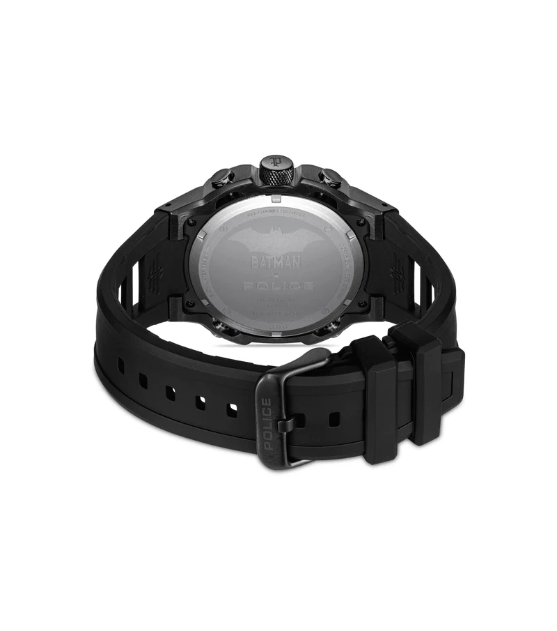 Police Crusader PEWGQ0089901-SET Herrenuhr Schwarz • Batman Multifunction-Chronograph • Silikonarmband