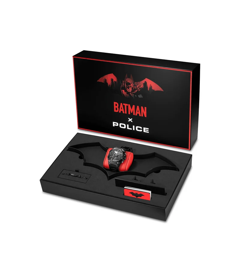 Police Crusader PEWGQ0089901-SET Herrenuhr Schwarz • Batman Multifunction-Chronograph • Silikonarmband