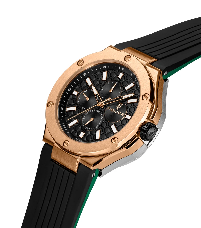 Police DUAL PEWGQ0081902 Herrenuhr Mehrfarbig • Zwei Zifferblätter • Roségold-IP-Beschichtung