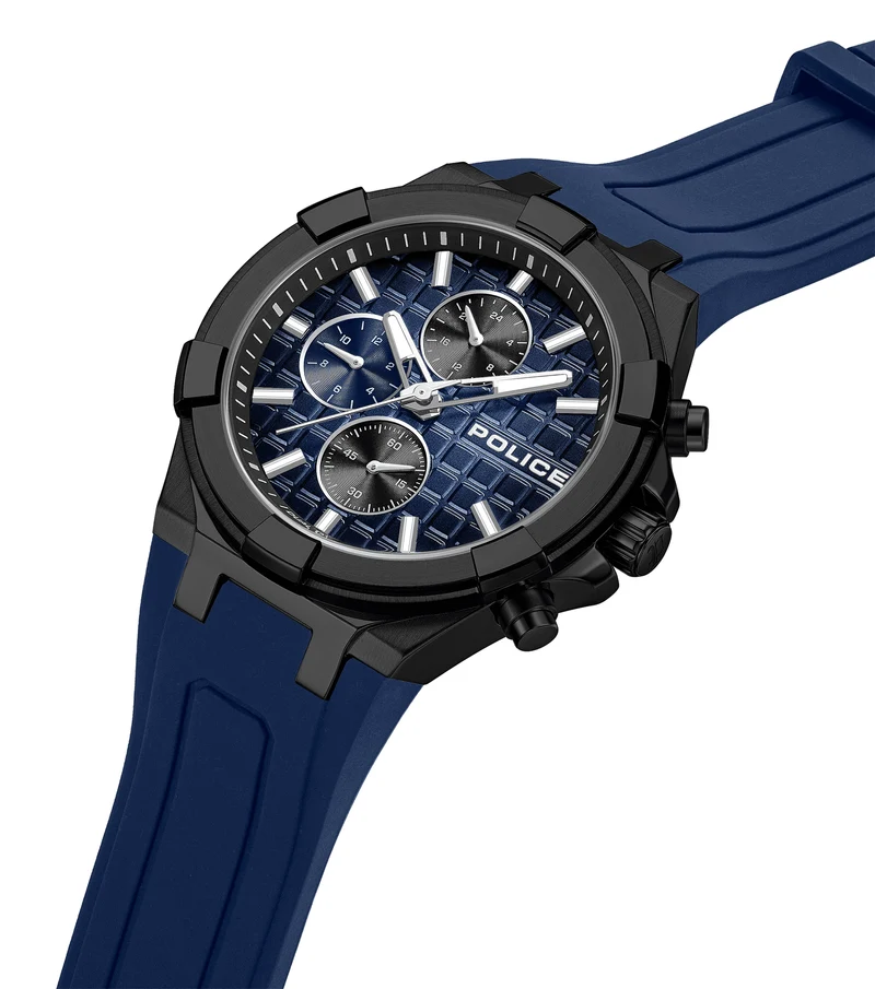 Police Guardian PEWGQ0082001 Herrenuhr Blau • Multifunktion • Silikonarmband