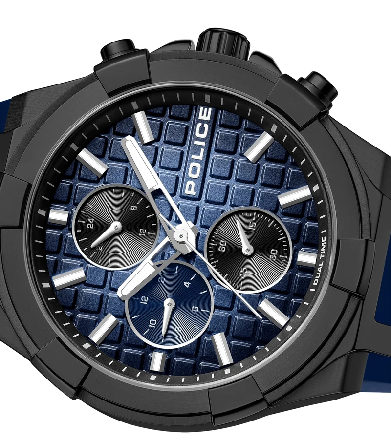 Police Guardian PEWGQ0082001 Herrenuhr Blau • Multifunktion • Silikonarmband