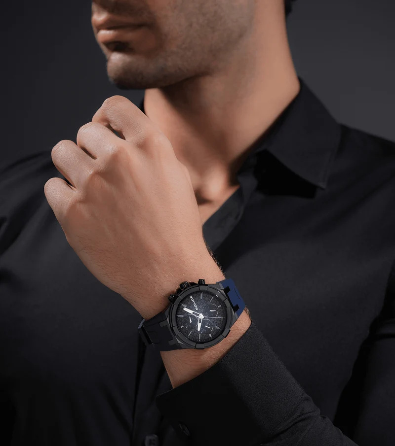 Police Guardian PEWGQ0082001 Herrenuhr Blau • Multifunktion • Silikonarmband