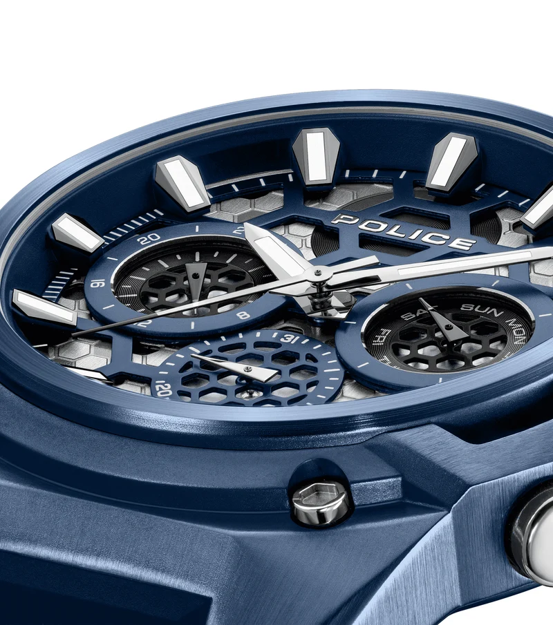 Police Challenger PEWGQ0071903 Herrenuhr Blau • Multifunktionswerk • Ionenbeschichtetes Gehäuse