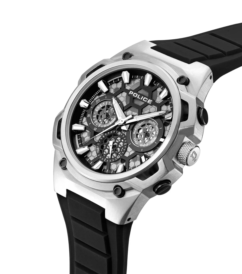 Police Challenger PEWGQ0071902 Herrenuhr Schwarz • Multifunktionswerk • Wochentag- und Datumsanzeige
