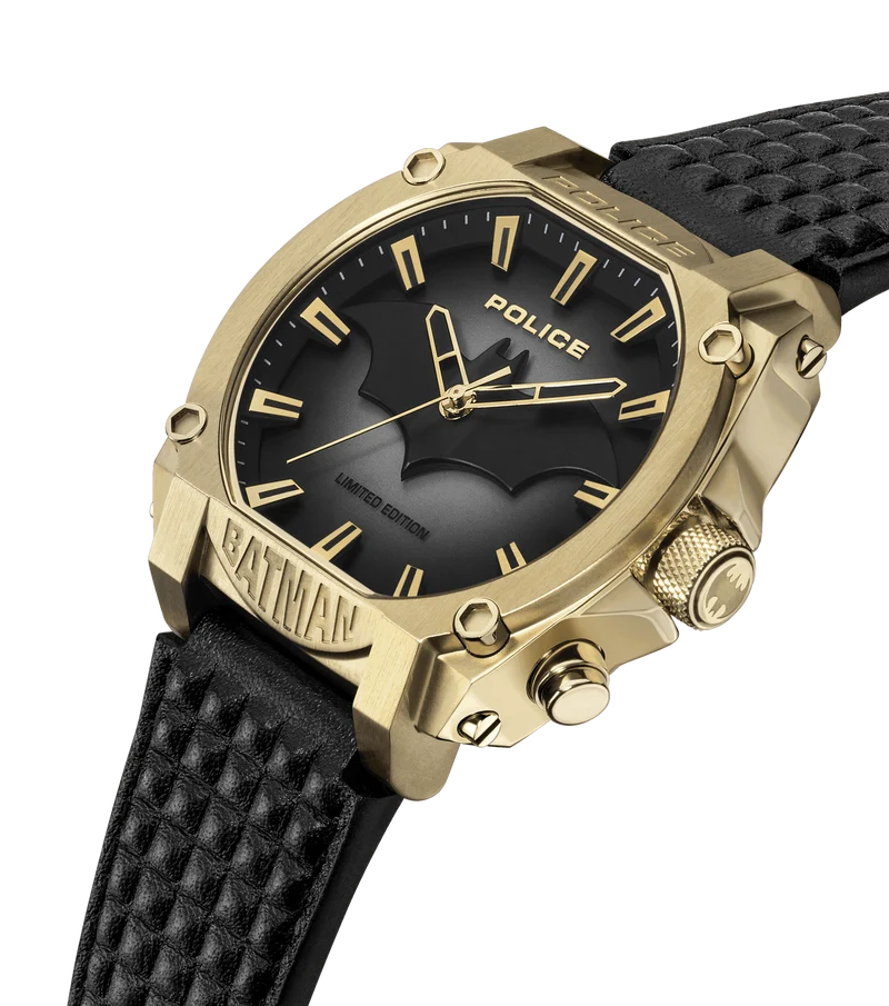 Police Forever Batman PEWGD0022602 Herrenuhr Schwarz/Gold • Limitierte Edition • Hintergrundbeleuchtung