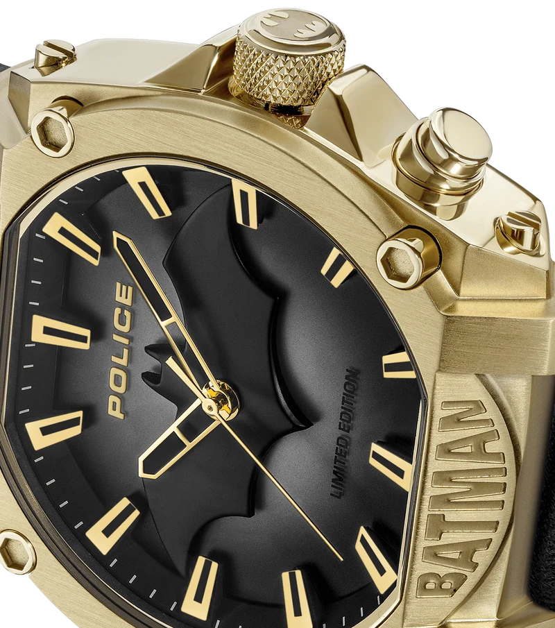 Police Forever Batman PEWGD0022602 Herrenuhr Schwarz/Gold • Limitierte Edition • Hintergrundbeleuchtung
