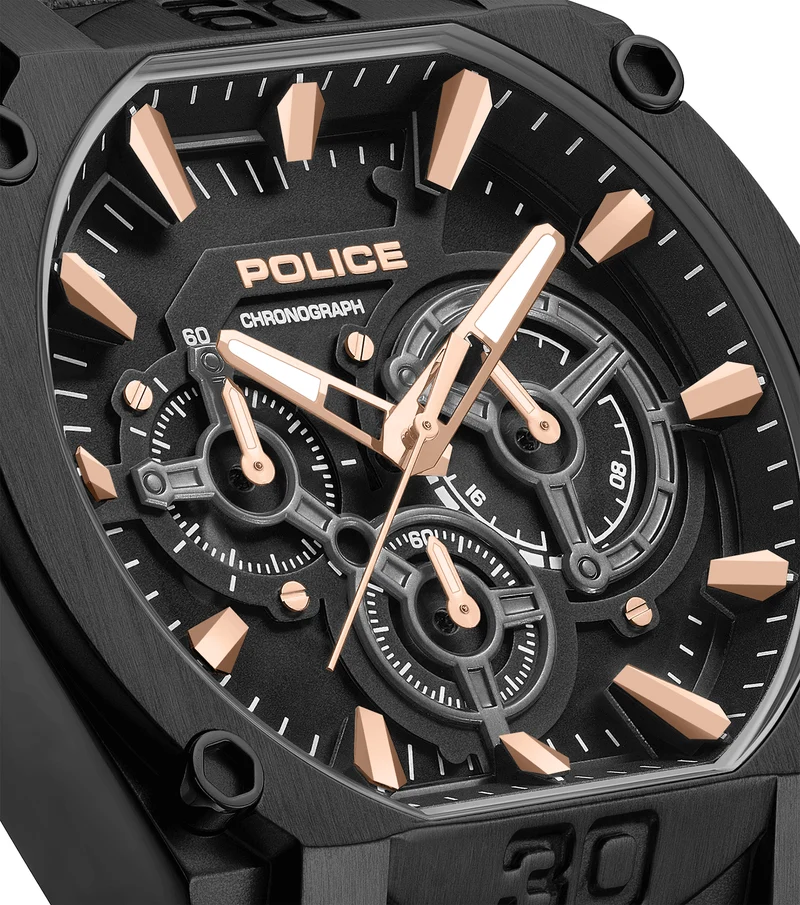 Police Norwood PEWGC0092905 Herrenuhr Grau • Quarz-Chronograph • Lederarmband Braun